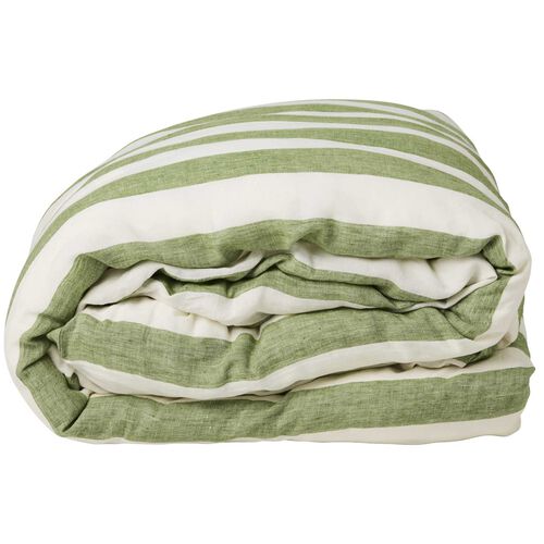 Kip&Co Moss Stripe Linen Quilt Cover